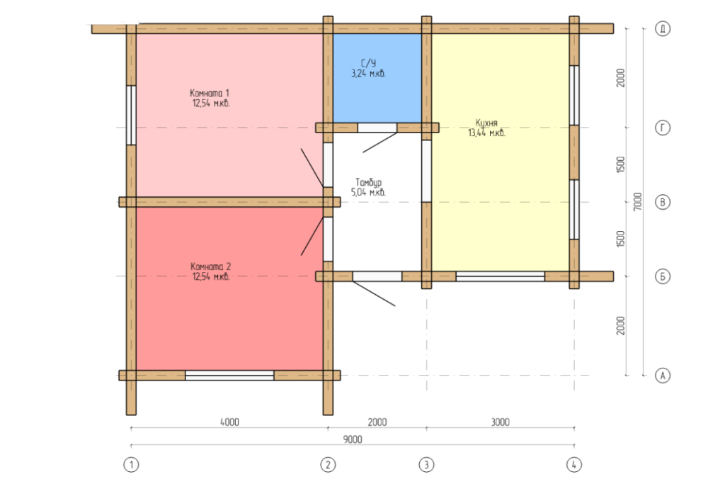 Дом из оцилиндрованного бревна И-15