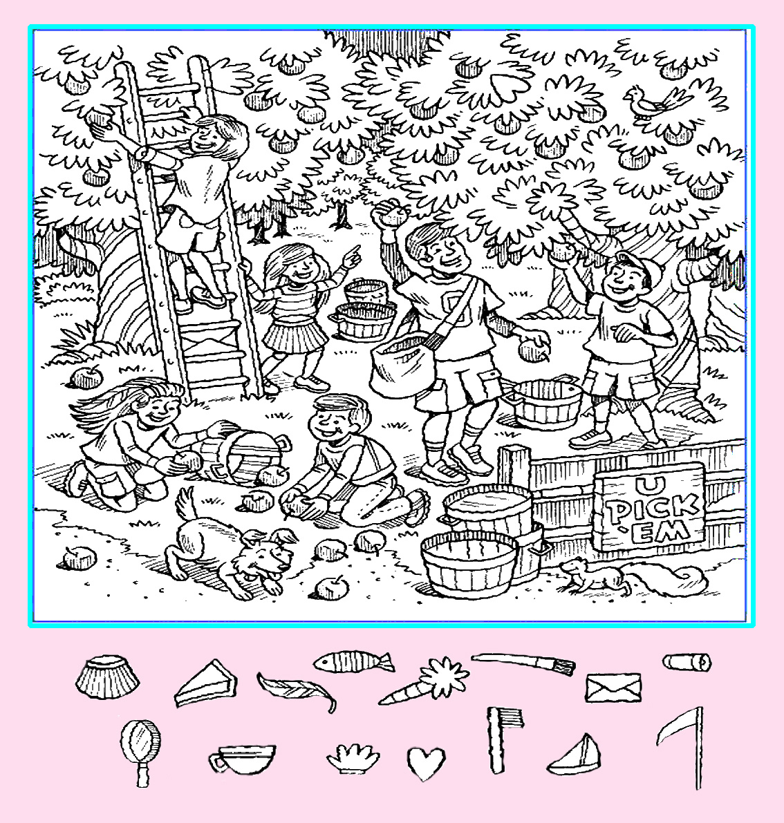 Тест на внимательность: найди письмо, кисть, зубную щетку и другие предметы на картинке. Картинка подготовлена автором