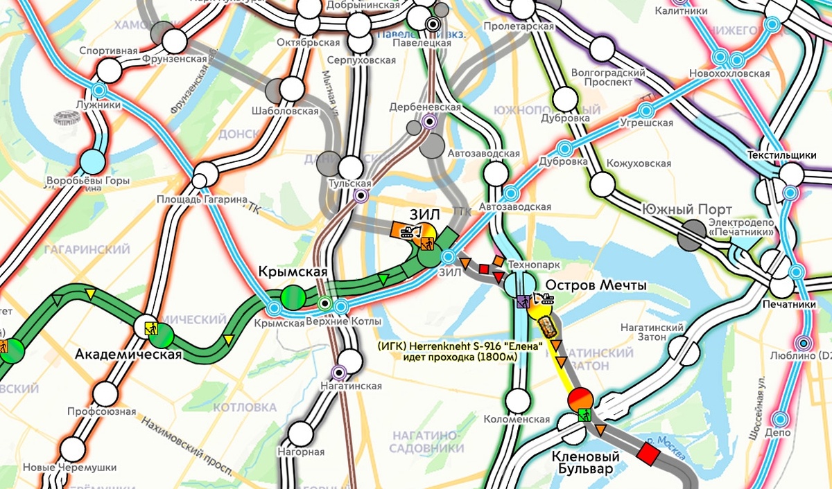 2 станции ЗИЛ Бирюлевской и Троицкой линии метро Москвы, изображение из открытых источников