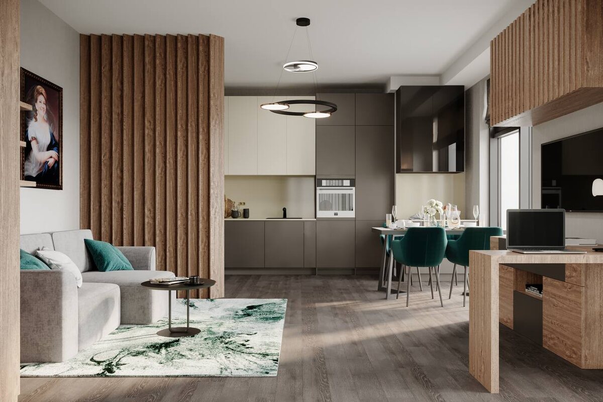 Дизайн модной гостиной в неоклассическом стиле: фото из проекта ГК «Поколение»