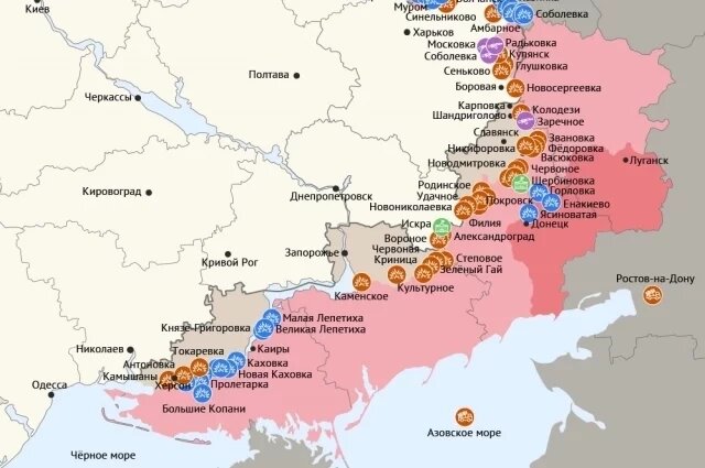   Карта боевых действий в зоне СВО на 15 августа 2025 года