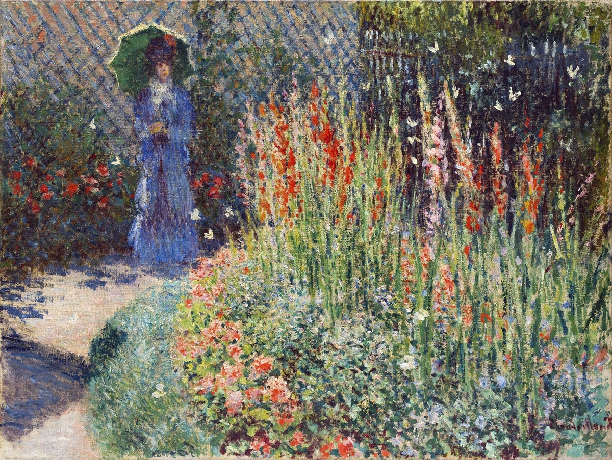 Claude Monet's Rounded Flower Bed (1876) famous painting. Original from the Detroit Institute of Arts. Digitally enhanced by rawpixel.