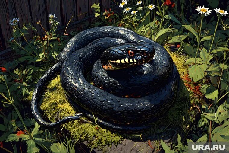 Предположительно, к красноуральцам наведалась гадюка. Фото: Создано в Midjourney © URA.RU