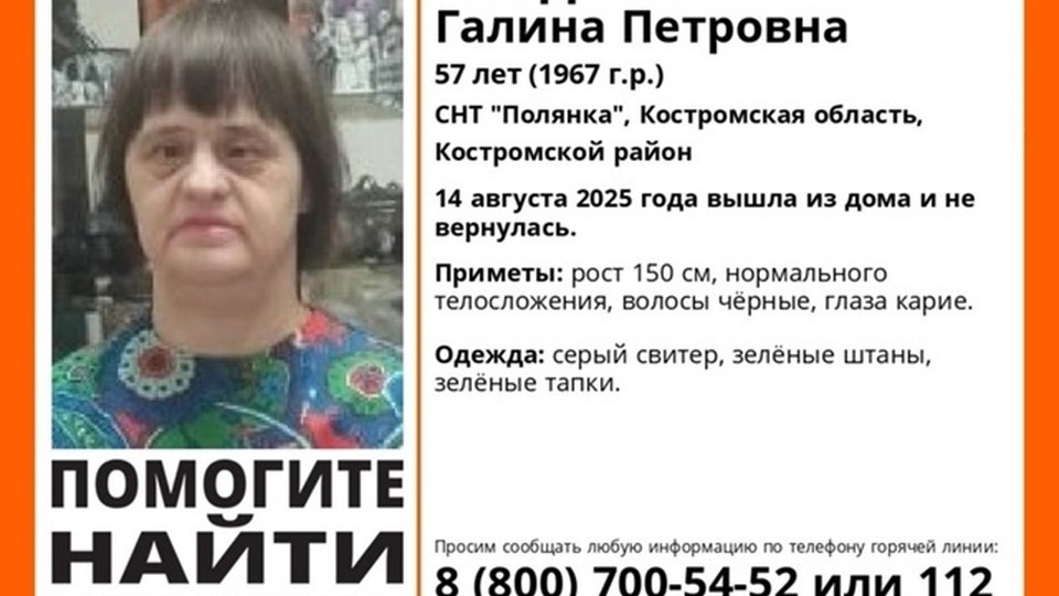 В садах под Костромой без вести пропала женщина