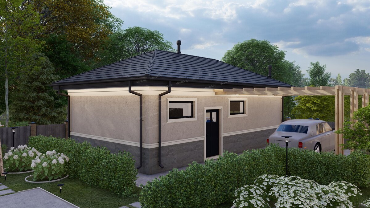 Проект одноместного гаража 89 м2 с подвалом