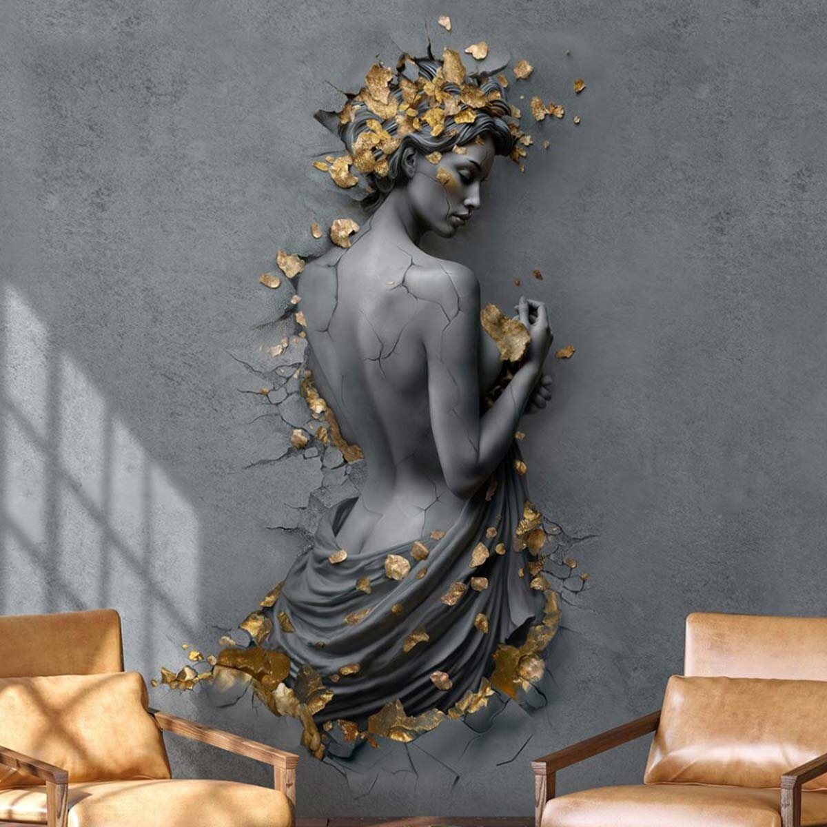 Пример акцентной отделки стены флизелиновыми фотообоями VEROL. Артикул на WB: 434462135.