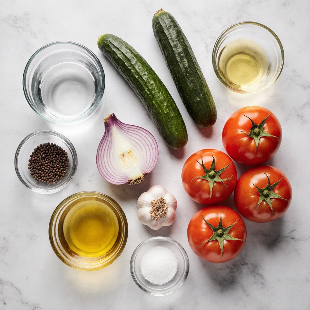 Ингредиенты для приготовления хрустящих огурчиков в томатной заливке