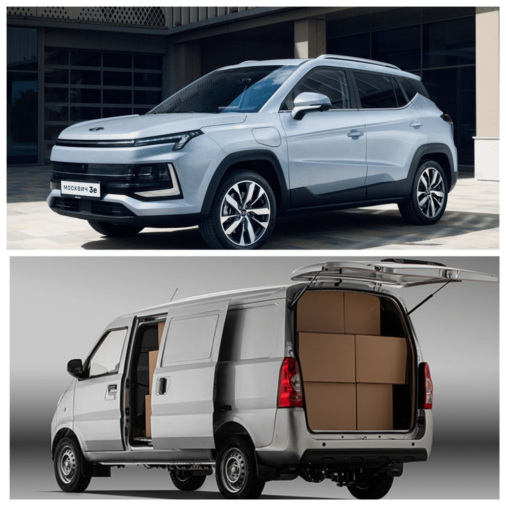 Москвич 3е (верзнее фото) уже стал электромобилем бестселлером среди легковых машин, а SOVA 25 (нижнее фото) вполне может им стать среди лёгкого коммерческого транспорта уже в ближайшее время
