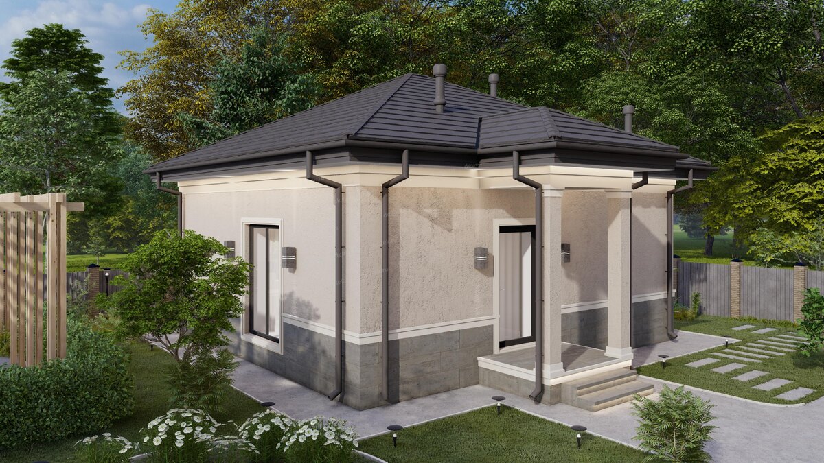 Проект бани 53 м2 с цоколем