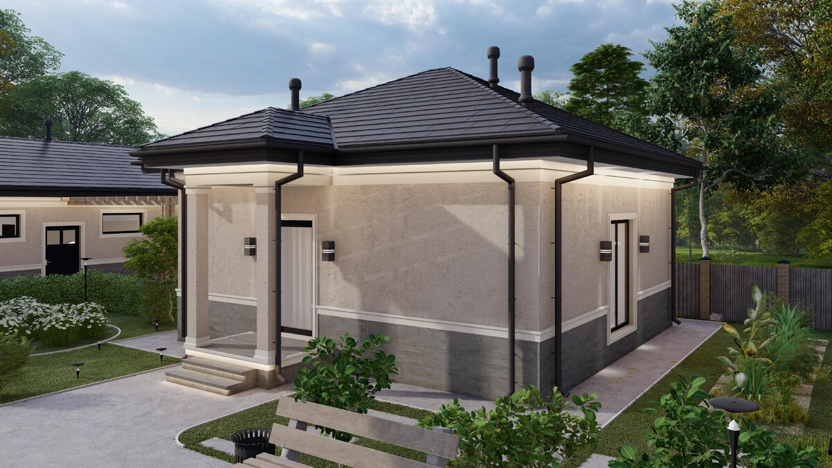 Проект бани 53 м2 с цоколем