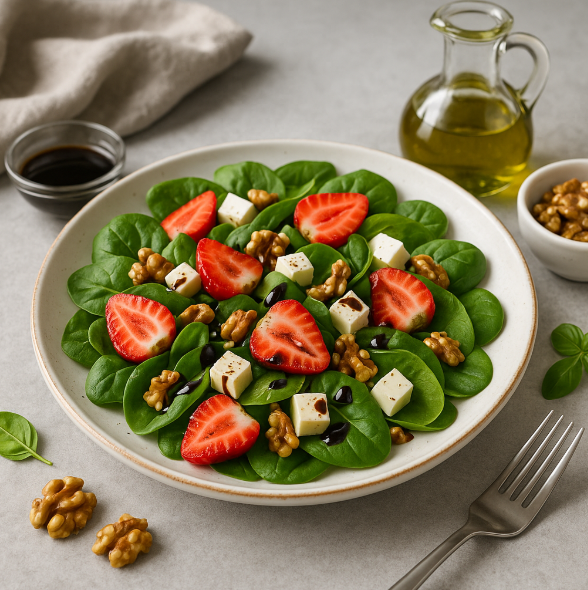 Салат с клубникой, шпинатом и бальзамиком рецепты от Дарики