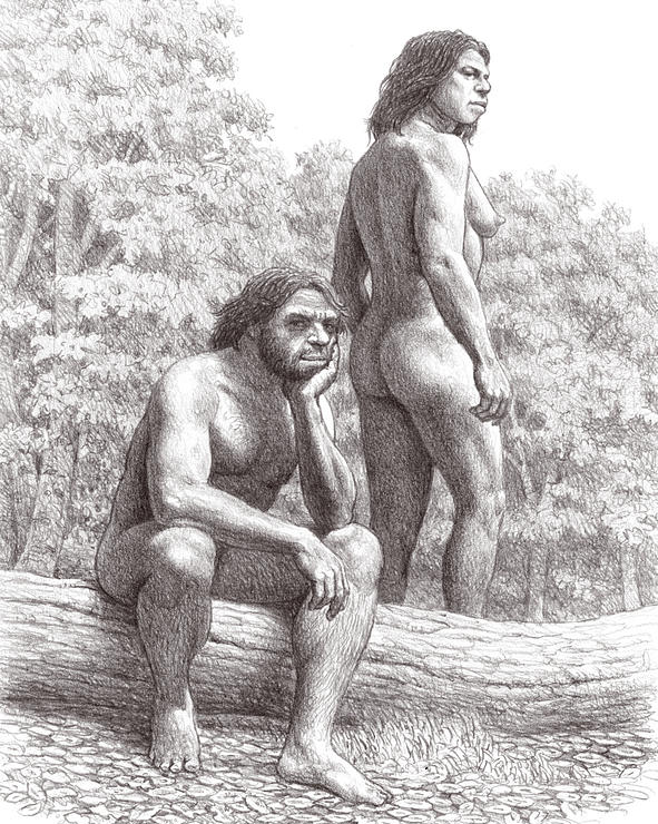 Неандертальская пара. Современный арт