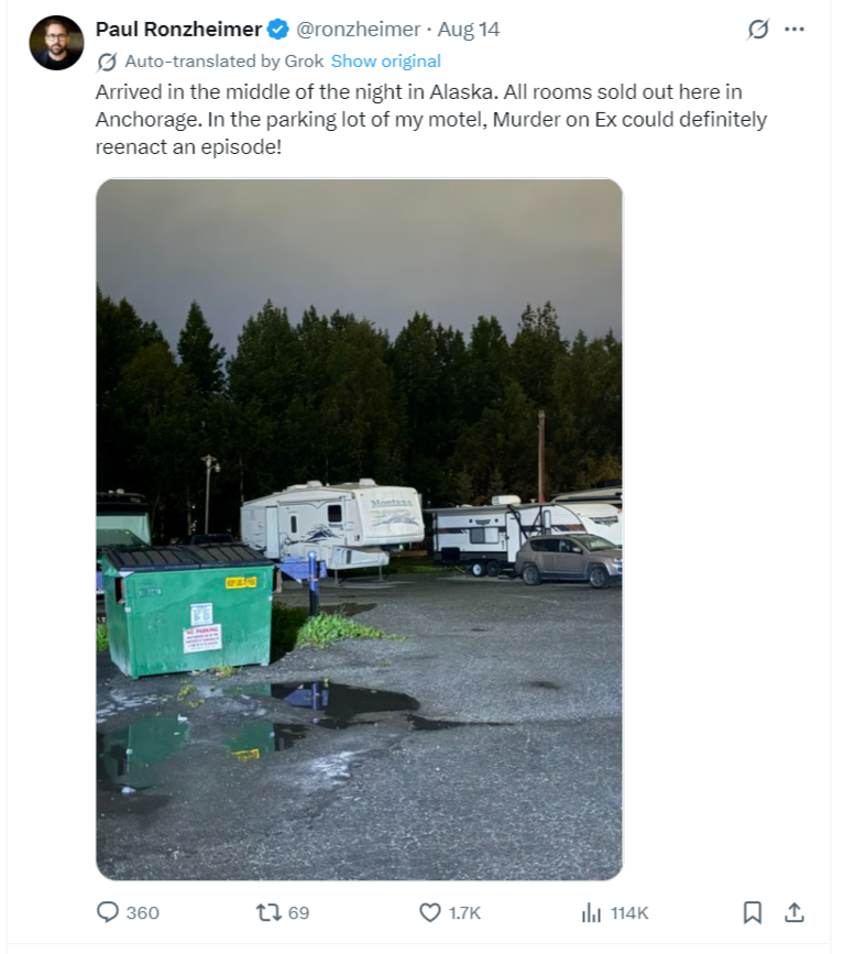    Немецких журналистов на Аляске разместили в старых трейлерах в затрапезном месте с мусорниками