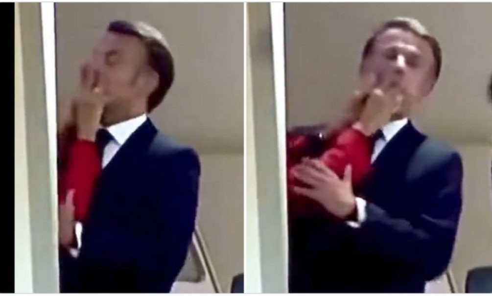    Любовь - зла. Скрин с видео пощечины Брижит Эммануэлю Макрону.