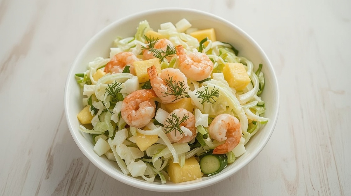 Салат с креветками и ананасами