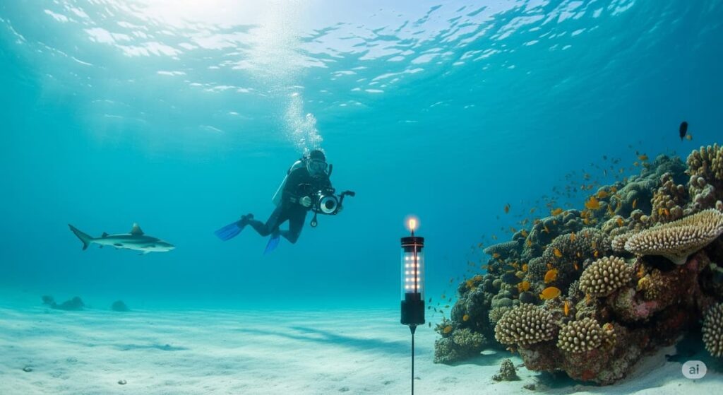    Дайверам Таиланда: подводные датчики для акул в заливе Пхангнга