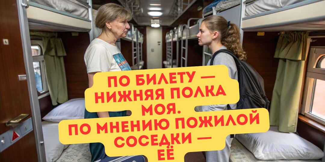 В поезде я узнала: мой билет — это ещё не гарантия, что я сяду на своё место. Особенно, если рядом опытный игрок в «уступи, ты же молодая»