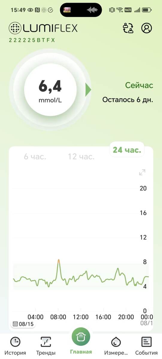 Интерфейс приложения Lumiflex. Главный экран.