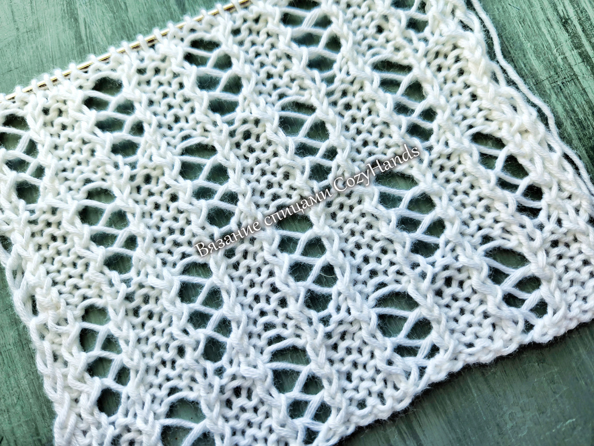 Красивый ажурный узор спицами
