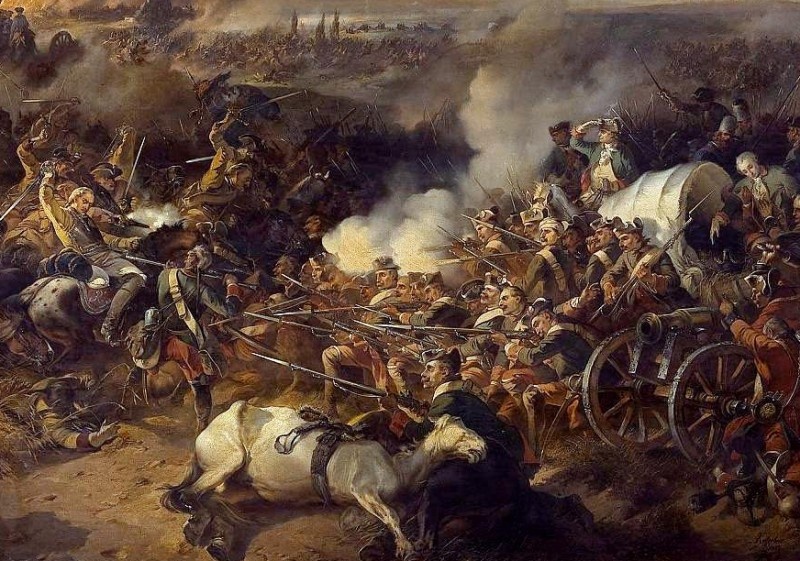 Фрагмент картины А. Коцебу "Цорндорфское сражение".