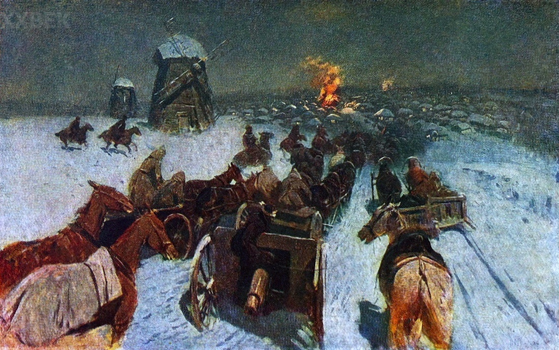 Въезд Конной армии в слободу Шаблиевку. Картина М.Б. Грекова