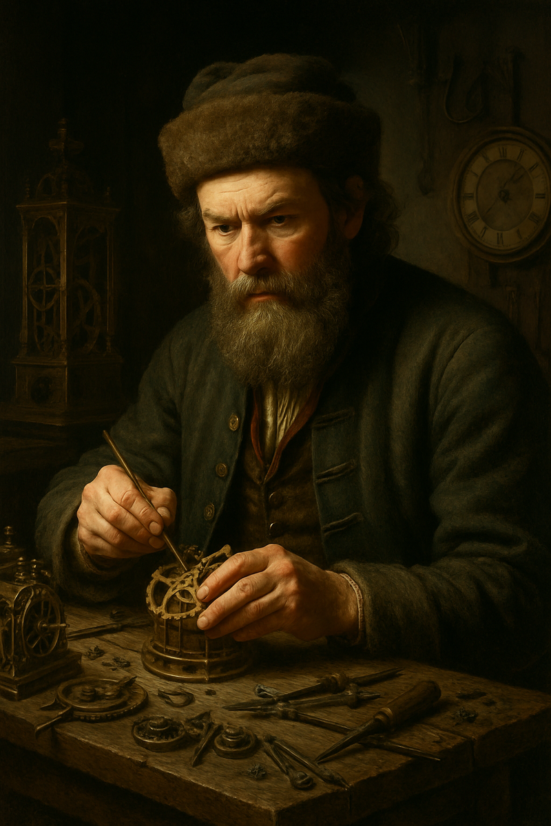 Иван Петрович Кулибин 1735-1818 русский изобретатель механик портрет. Реконструкция.