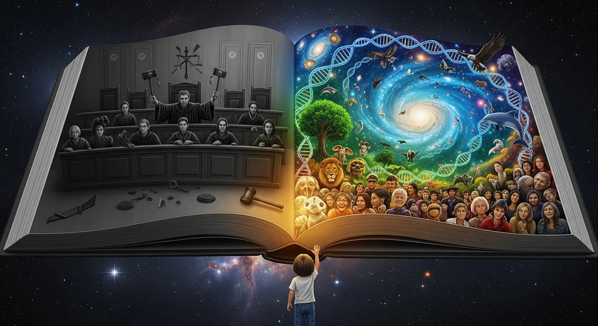 Когда вы смотрите на жизнь через призму эволюции, суть не в суждениях, а в обучении. Лицензия: бесплатное использование.