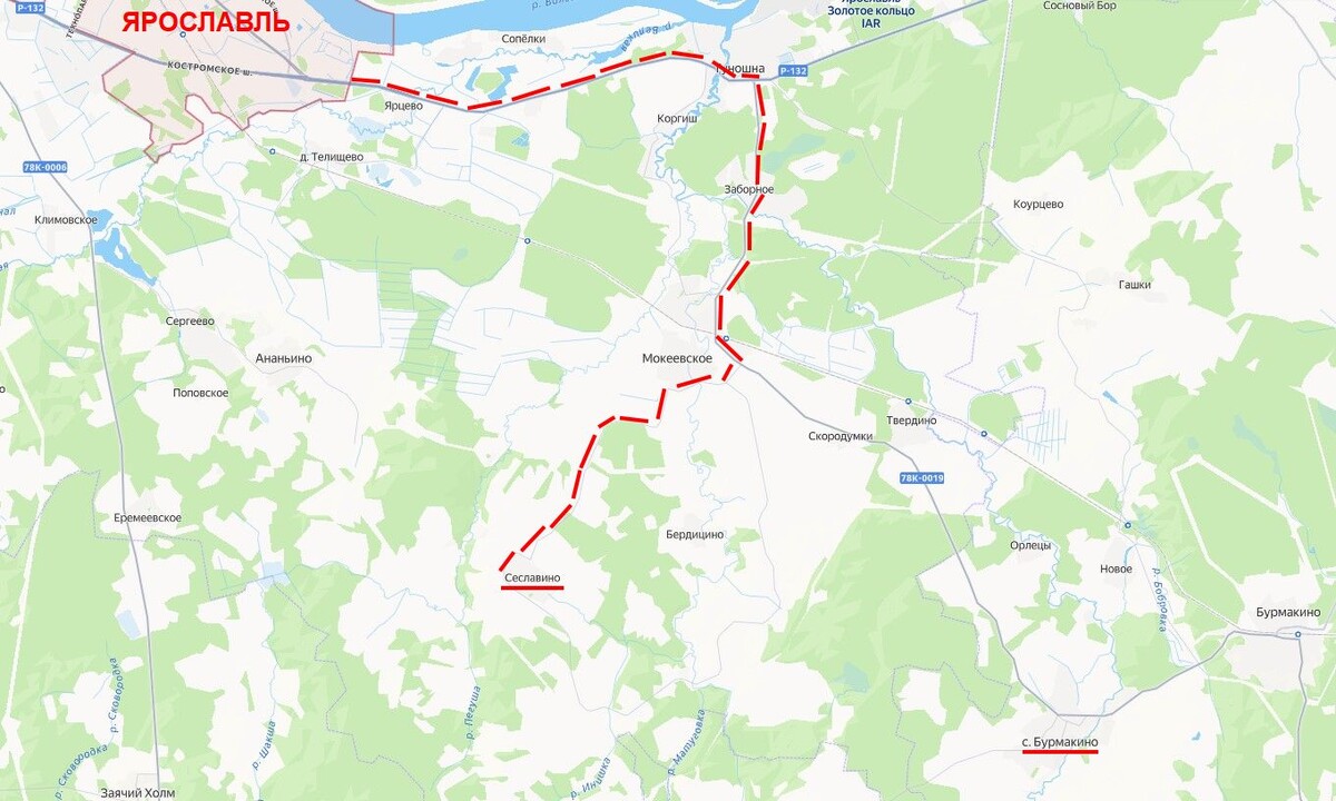 Сеславино на современной карте Ярославской области