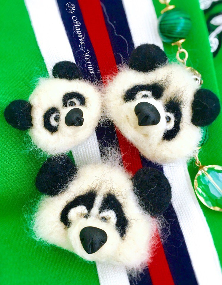 Броши "Семья пандочек". Фотография работы автора. В наличии. 