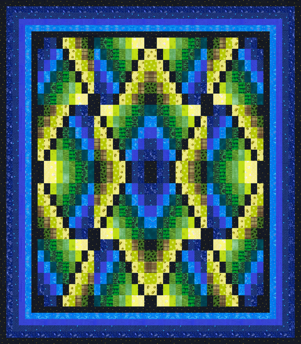 Модель одеяла  в технике "Барджелло" из тканей учебного магазина Академии Лоскутного шитья