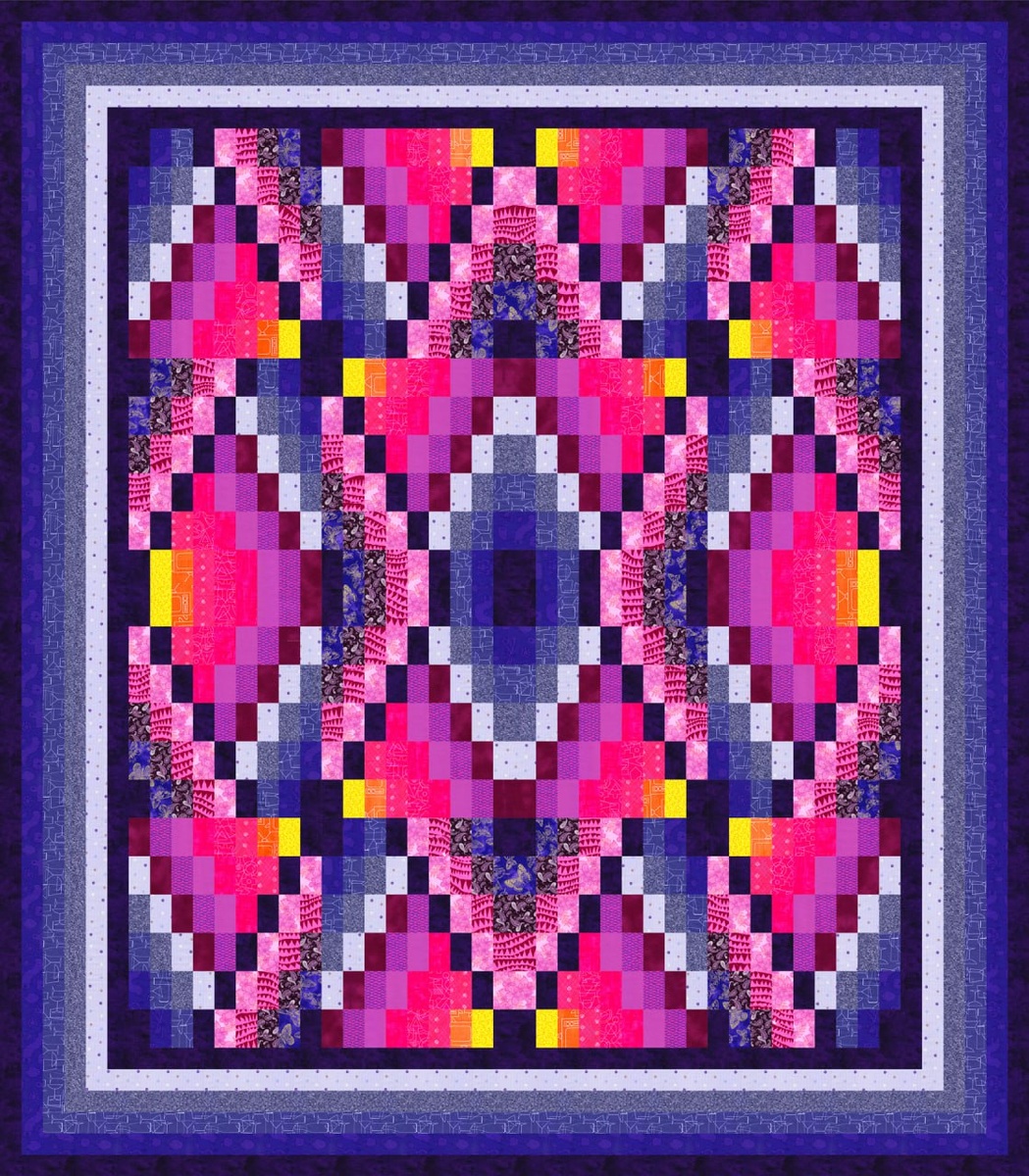 Модель одеяла  в технике "Барджелло" из тканей учебного магазина Академии Лоскутного шитья