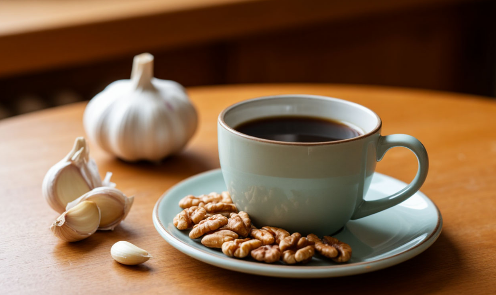Кофе, орехи, чеснок