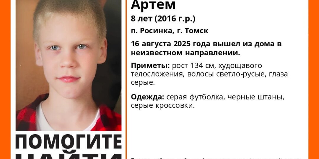 Восьмилетний мальчик пропал в томском поселке Росинка в субботу