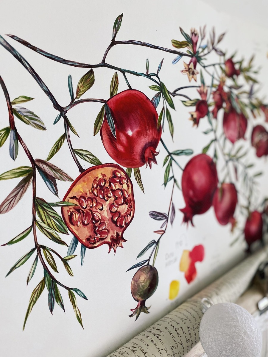 Композиция, выполненная акварелью для стоков