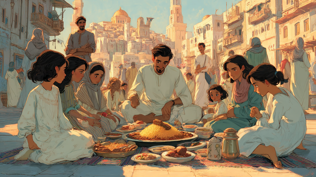 Традиция совместного застолья с кабсой в Саудовской Аравии