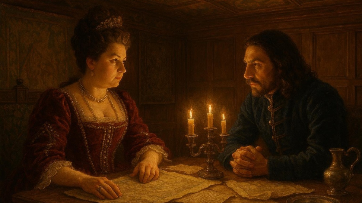 В иллюстративных целях. Василий Голицын и Софья Алексеевна. Нарисовано нейросетью.