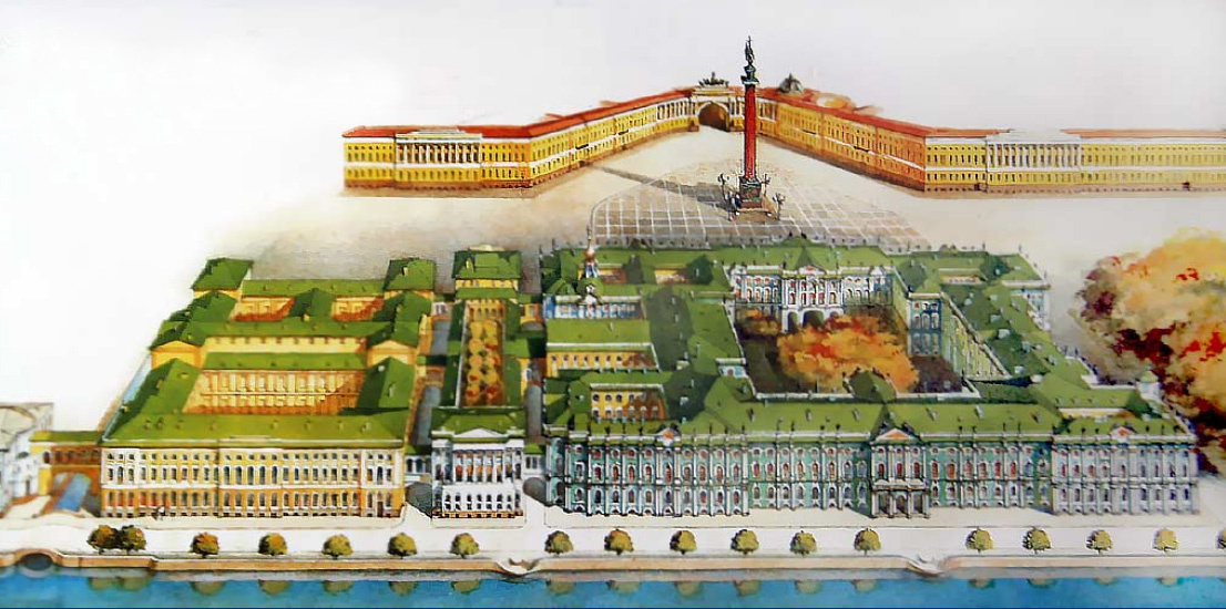 Зимний дворец и три Эрмитажа (Малый Эрмитаж, Большой Эрмитаж, Новый Эрмитаж).