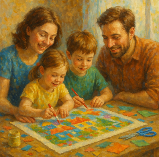 Совместное творчество: создание семейной картины или коллажа 