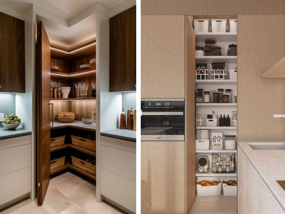 Примеры кладовок в углу кухонного гарнитура