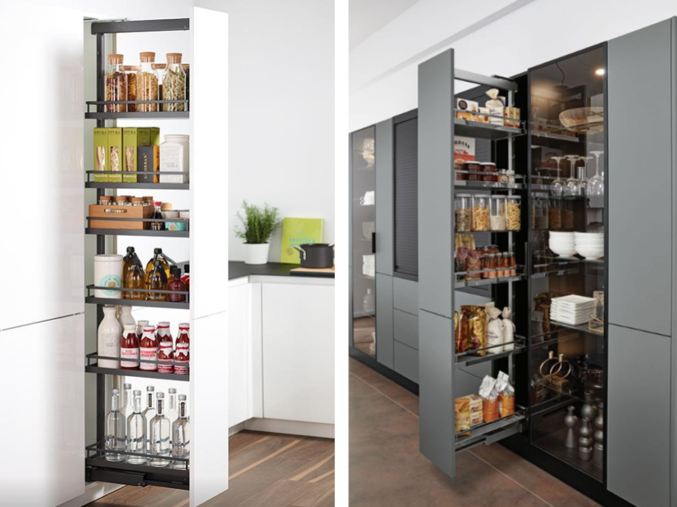 Выдвижные колонны в узких пеналах очень вместительны и удобны