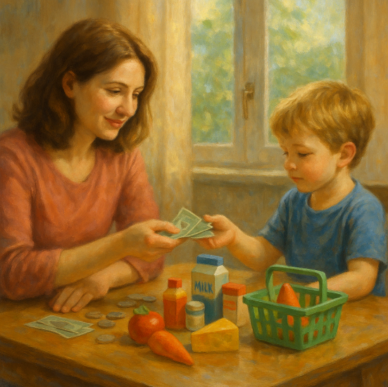 Игра «магазин» дома: учим считать сдачу 