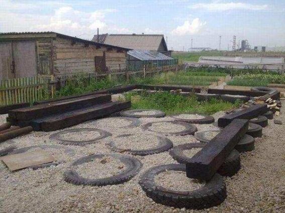Фундамент на автомобильных покрышках