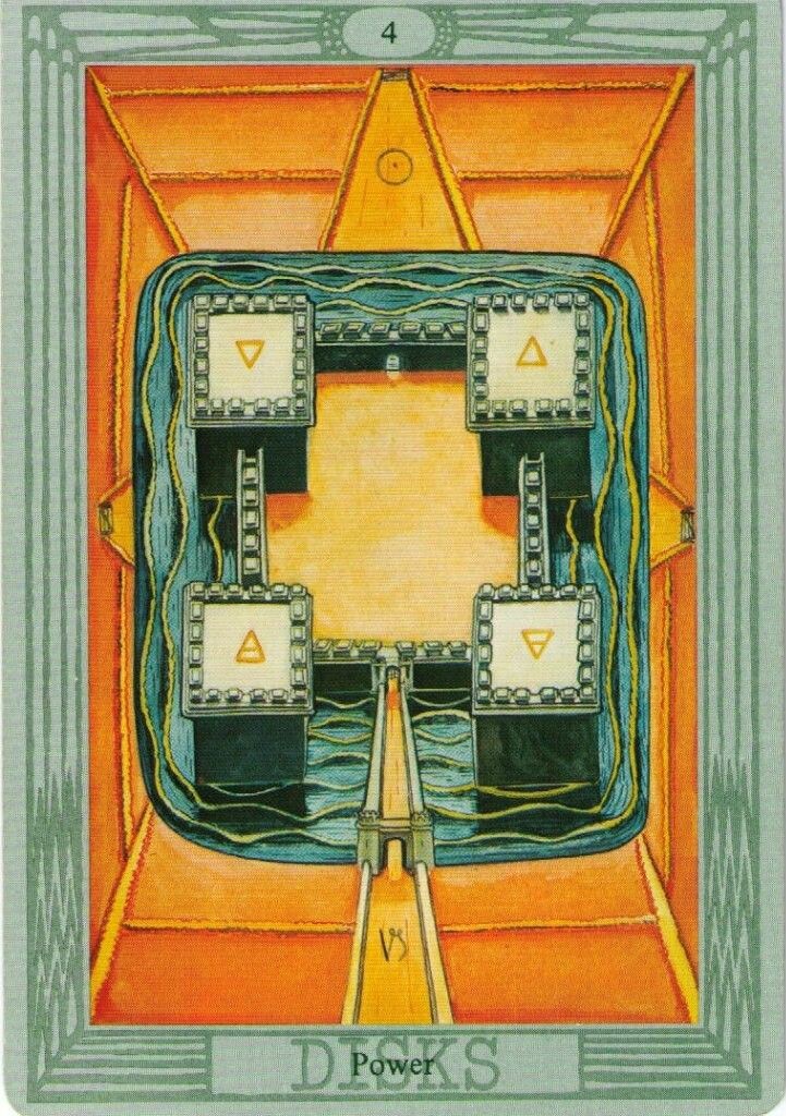 Карта 4 Дисков. Могущество. Колода Таро Тота.