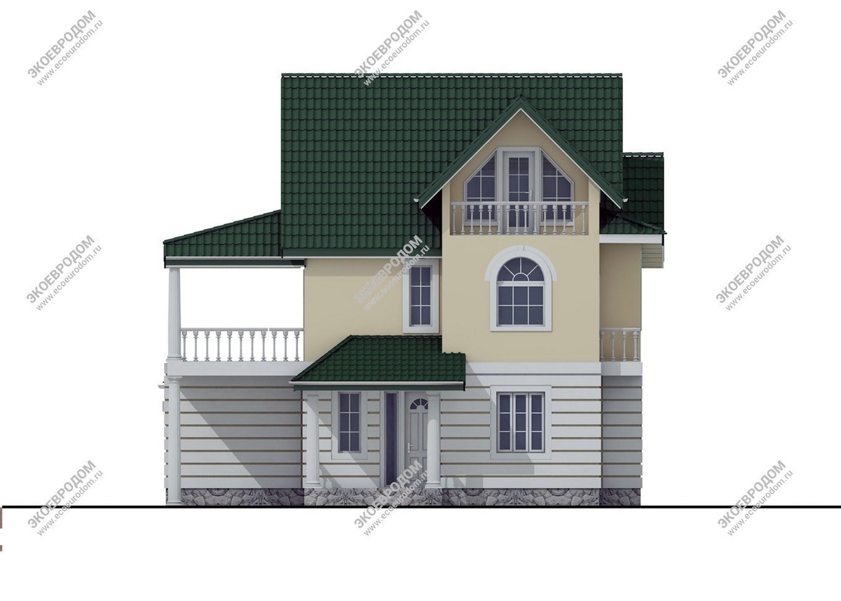 Проект "Центурион"— два полноценных этажа и просторная мансарда с высотой 3,4 м в центре