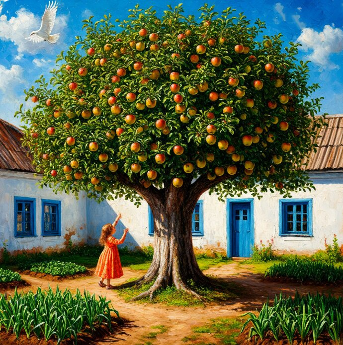 Старая яблоня во дворе