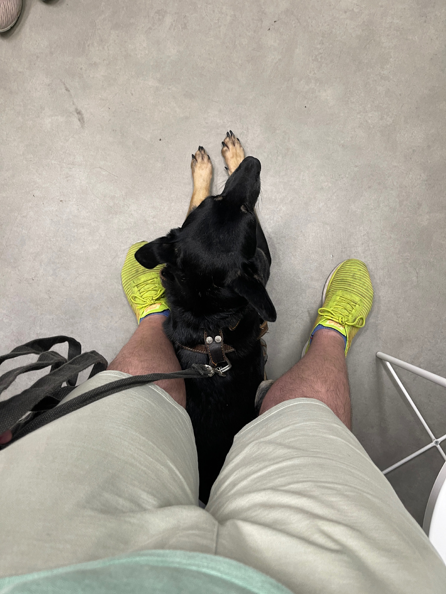 Вот так вот я лежал. А Миша стенку приперал.