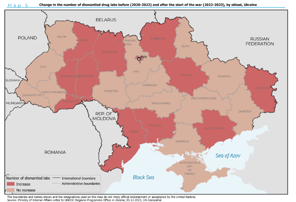 В каких областях Украины после вторжения отмечен рост производства синтетических наркотиков