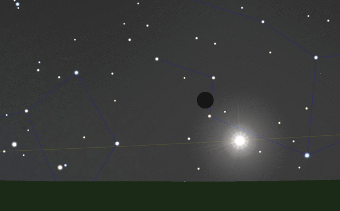 Анимация движения Земли по небу в полярных регионах Луны. (программа Stellarium)