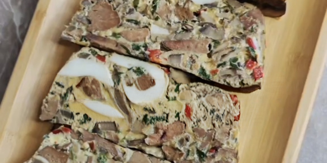 Запеканка из куриной печени с грибами