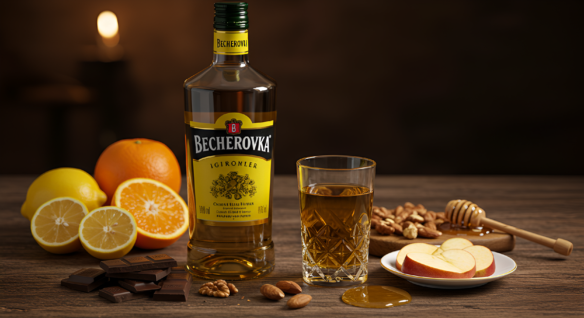 Ликер бехеровка с закусками